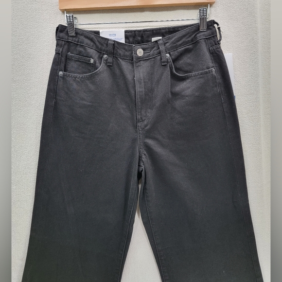 NWT H&M Denim Culotte High Waist Black Zip Jeans Size-30 - Picture 3 of 13